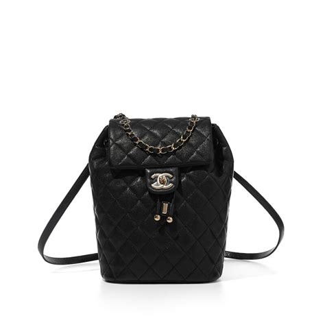 Chanel Black Quilted Caviar Urban Spirit Backpack Pale Gold 